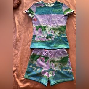 Miaou - Thermal Pastel Two Piece Set ( Shorts and Top )